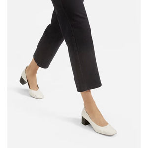 Everlane Womens The Italian Leather Day Heel Size 7 Cream Bone Stack